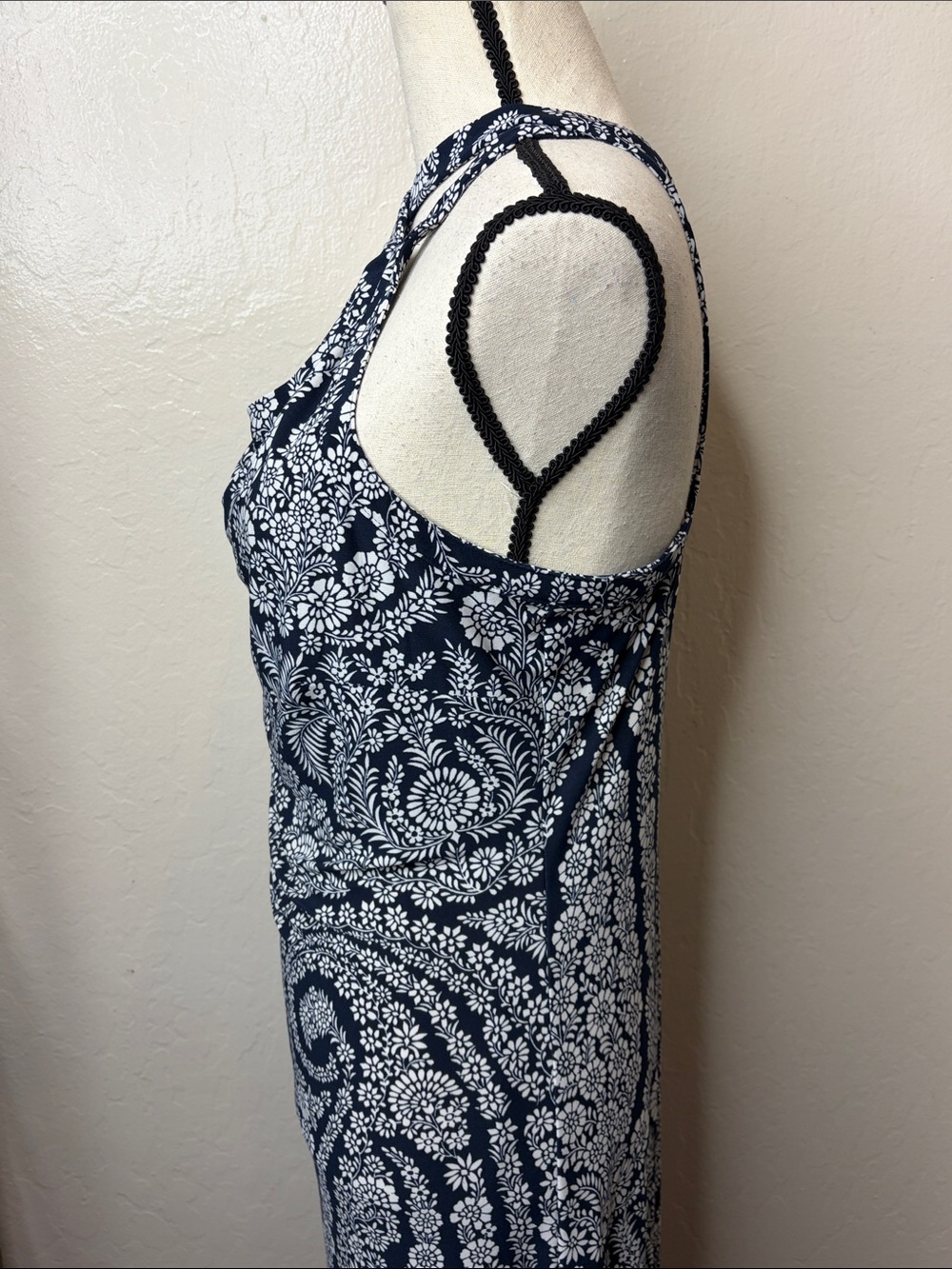 Tommy Hilfiger Navy Blue and White Paisley Halter Maxi Dress 8 - Picture 7 of 15